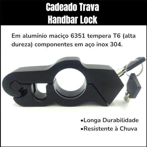 Trava De Manete Motocicleta Antifurto Cadeado Chaves Freio Moto Segurança (Preto)
