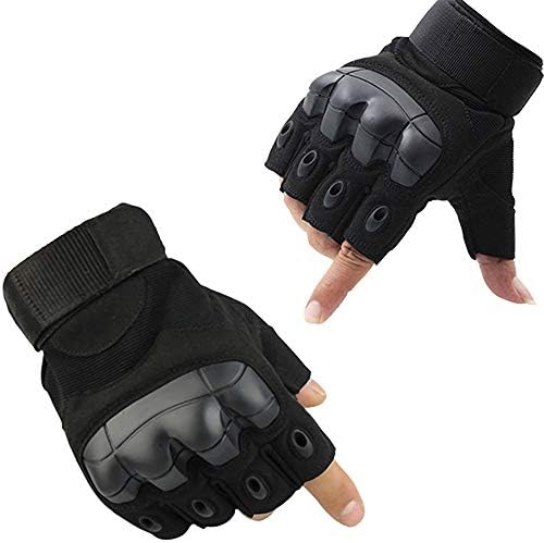 Tactical Fingerless Hard Knuckle Half Finger Military Combat Bicycle Gloves
