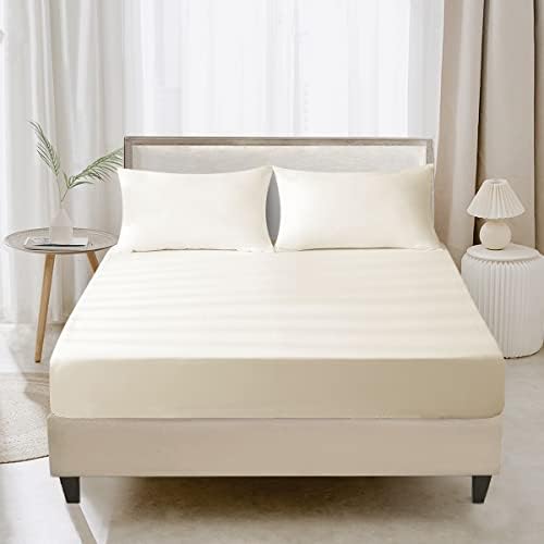 Aisbo Double Fitted Sheet Green - Extra Deep Pocket Bed Sheet 16 inch 40 cm - Microfiber Bottom Sheet, 135x190cm