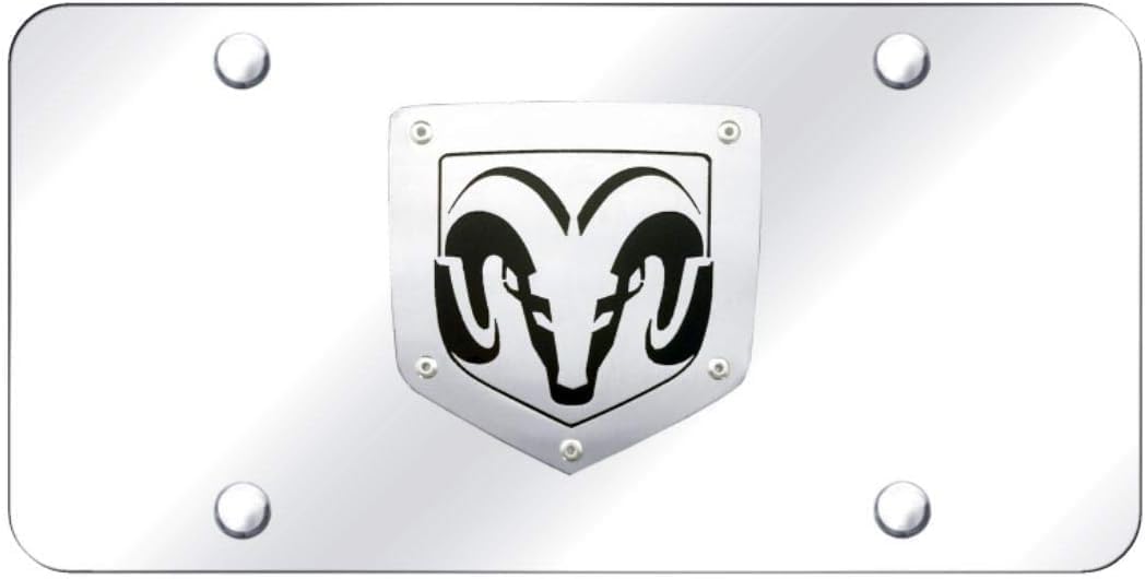 Au-Tomotive Gold, INC. Dodge RAM 3D Laser Cut Logo Chrome Steel Auto License Plate