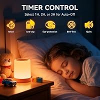Auxmir Nachttischlampe Touch Dimmbar 3000mAh, Nachtlicht mit Timer, Braun – Ansicht 2