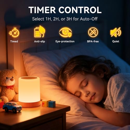Auxmir Nachtlicht Nachttischlampe Touch Dimmbar mit 256 RGB Farben 5 Modi, 3000mAh Tischlampe Kabellos USB Aufladbar Timing Funktion, Tragbar LED Lampe Stilllicht Kinder für Schlafzimmer Wohnzimmer 2