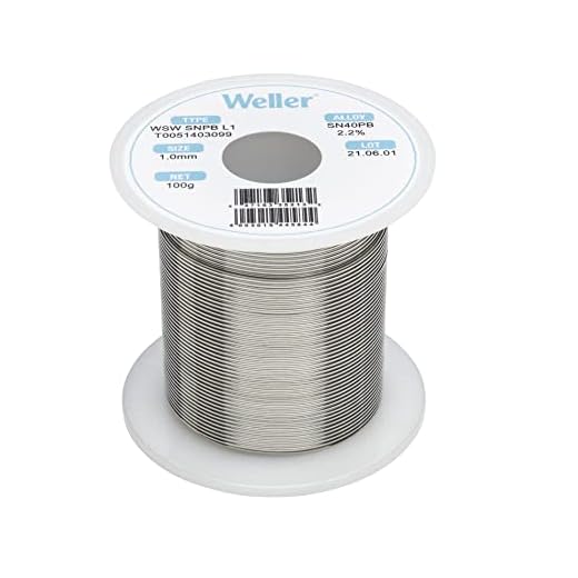 Weller WSW SnPb (T0051403099) Solder Wire, Dia: 1.0 mm / 0.039 in, Wt: 100 g / 3.527 oz, Alloy Sn60Pb40, Flux content 2.2%