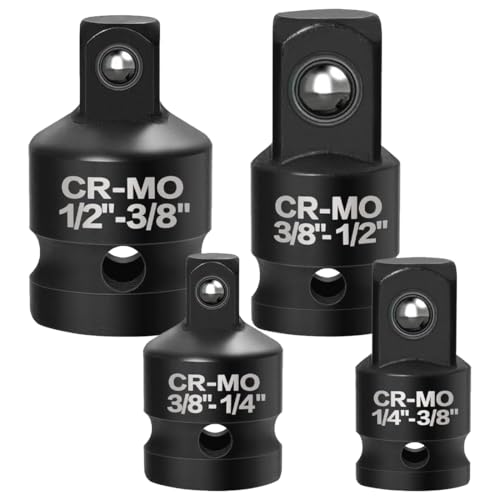 4 pezzi Adattatore Bussola, 3/8 a 1/4 a 1/2, Acciaio al Cromo-molibdeno, Riduttore Adattatore