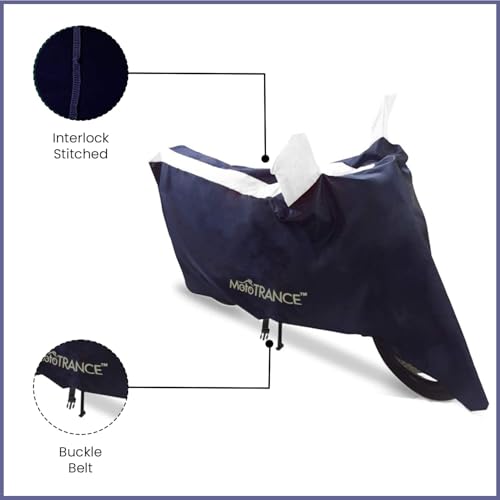 Image of Mototrance All Weather Protection Two Wheeler Cover for All Bikes /Royal Enfiled /Upto Pulsar 160CC to 350CC | Anti Dust, Water Resistant, Heat Resistant, UV Proof with Mirror Pocket | Arc White