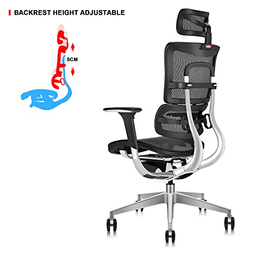 Moojirs Ergonomic Office Chair | Liftable Backrest Height Adj | Backrest Tilt Angle Adjustment | All-Mesh Design | Dynamic Lumbar | Seat Depth Adjustment | All-Aluminum Alloy Skeleton #TOP1