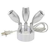 LUMINTURS 3W Three Heads LED Wall Mount Spotlight Adjustable Picture Light Plug In Lamp On/Off Button Cabinet Silver Finish Nature White