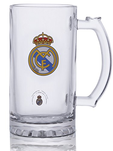 Real Madrid FC Short Beer Mug - Glass Mug With The Real Madrid Crest In Full Color - Buy The Real Madrid Beer Mugs For Your Next Party - Get A Mug For A Friend, Get Some For You Too!