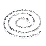 Hohopeti Collar de Titanio para Hombre 55 Cm Cadena de Metal de 3 Mm de Ancho Cadena de Plata para Hombre Ligera y Duradera Adecuado para Uso Diario