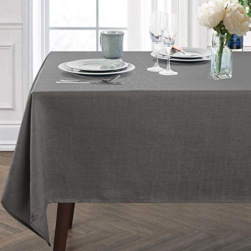 Yugarlibi - Nappe rectangulaire en lin gris et blanc - Sans plis - Lavable - Élégante - Pour décoration de maison, table de salle à manger, cuisine, fête - 152 x 213 cm Cover