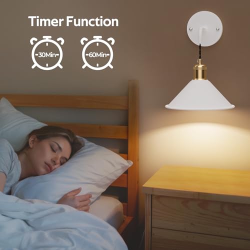 Image of Battery Operated Wall Sconce Set of 2, Dimmable Wireless RGB Wall Sconce Decor with Remote Indoor Cordless Wall Lamp Lighting for Bedroom Living Room Hallway (Pure White)