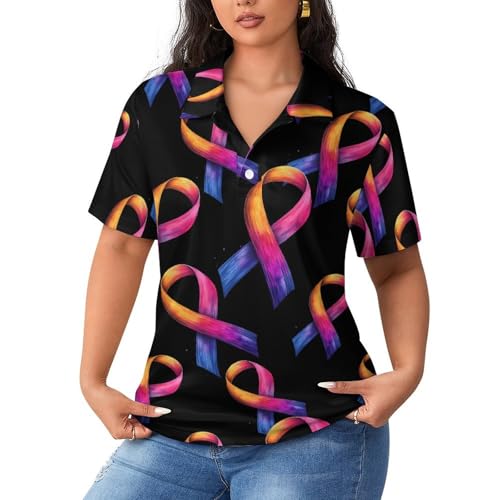 Polo de manga corta para mujer contra el cáncer ropa de ocio transpirable