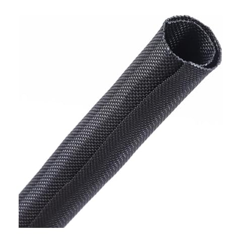 FOURUB Self-Closing Split Braided Cable Organizer,Curly Cord Protector for Car High Temp Harness Sleeve/Computer Desk Audio Wire Covers (Black 1/2"-22ft) Cover