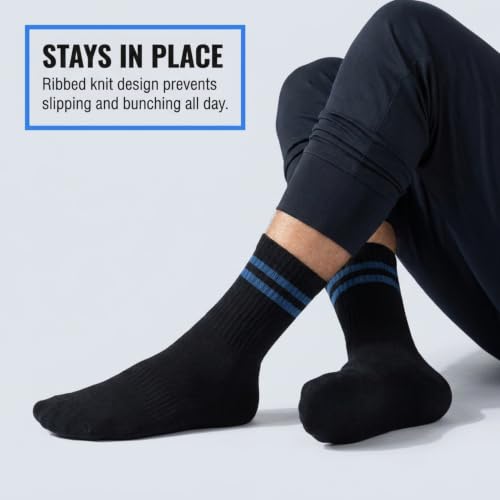 Image of Men's Regular Length Full White Terry Ribbed Socks - Cushioned for Comfort, Breathable Cotton Socks for Men - Free Size (Pack of 3)