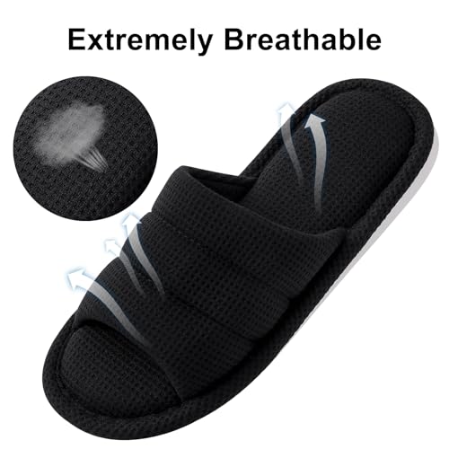 Image of shevalues Summer House Slippers for Women Men Breathable Waffle Indoor Slippers Slip-on Open Toe Home Shoes