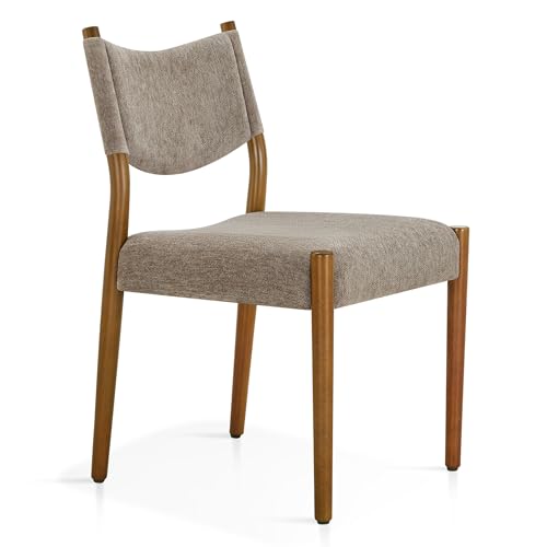 KISLOT Upholstered Dining Chairs Set of 2, Solid Wood Armless Kitchen Chairs with Soft Polyester Fabric, 18.9" Seat Height, Modern Dining Room Seating, 300 lbs Capacity, Brown by KISLOT - Used condition - Image 5