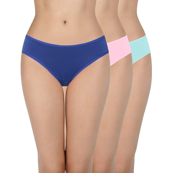 Image of LOURYN KOULYN Solid Low Rise Cotton Bikini Panty Pack(Pack of 3)