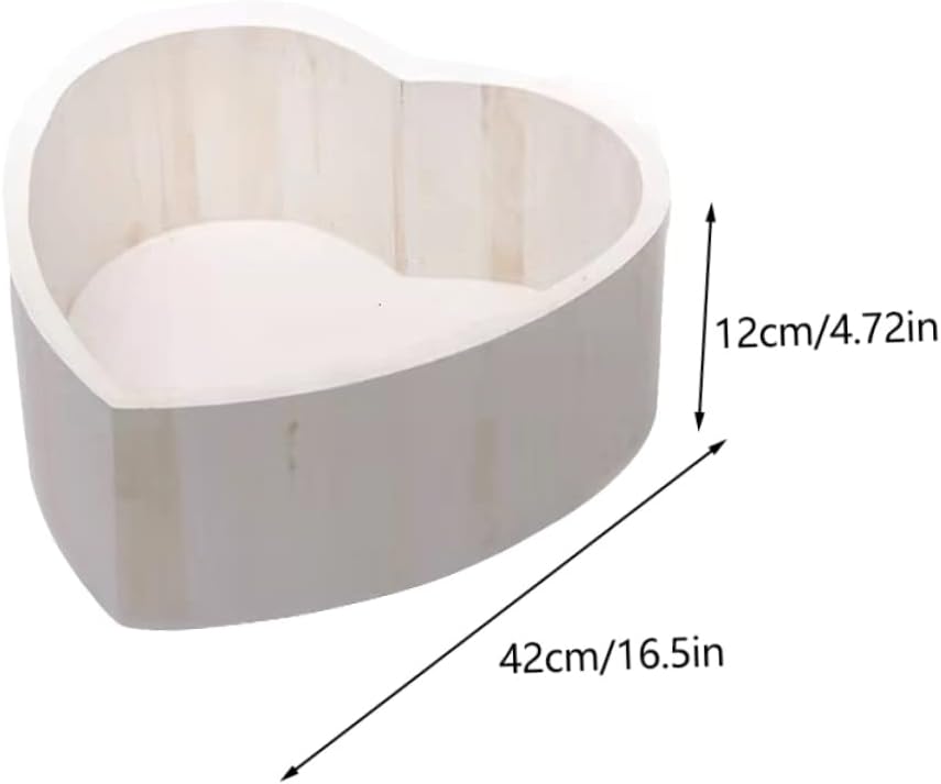 Abaodam Heart Shaped Baby Posing Case Newborn Photography Prop Basket Lightweight Wooden Photo Studio Prop 16.53X16.53X4.72 Inch Compact Size for Newborn Photo Sessions