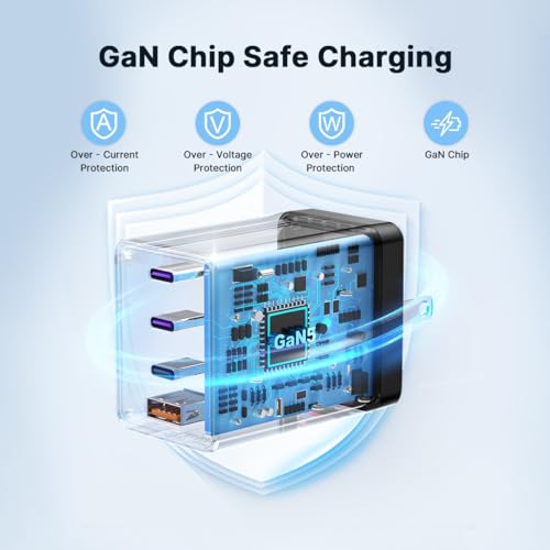 Image of 2 Pack 200W USB C Charger Block, Foldable 4-Port GaN5 Super Fast Charger USB C, Dual 65W Type C Charging Block, Laptop Fast Charging Adapter for MacBook Pro /Air, iPad, iPhone, Samsung Galaxy Black