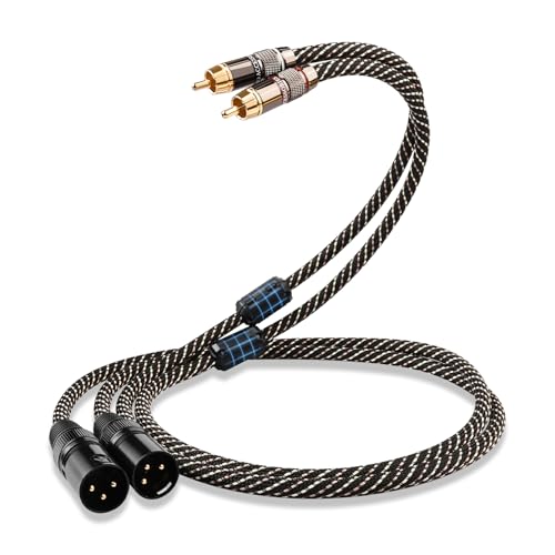 YYTCG Audiophile 4.92ft HiFi Audio CableRCA Male to XLR Male 2Pack 4N OFC Core Gold-Plated Plug Nylon Braid Subwoofer Cable Compatible with CD Player Amplifier & HiFi Audio Systems(4.92ft/1.5m)