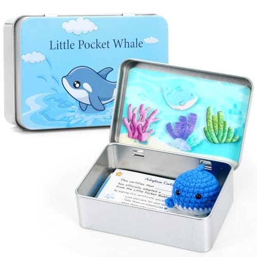 JULEASEL Little Pocket Whale, Mini Ocean in a Tin Box, Cute Travel Buddy