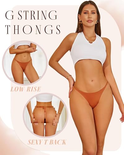 Image of UNDER THE SEA 10 Pack G String Thongs for Women Seamless Underwear Low Rise No Show Thong Stretch Womens Panties Sexy XS-2XL