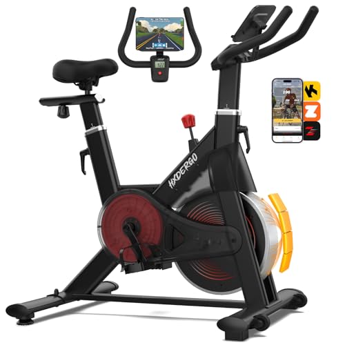HXD-ERGO Exercise Bike, Indoor Stationary Bike for Home with Silent Belt Drive, Adjustable Resistance, App Compatible Cycling Bike with LCD Monitor, 330lbs Capacity Workout Bike