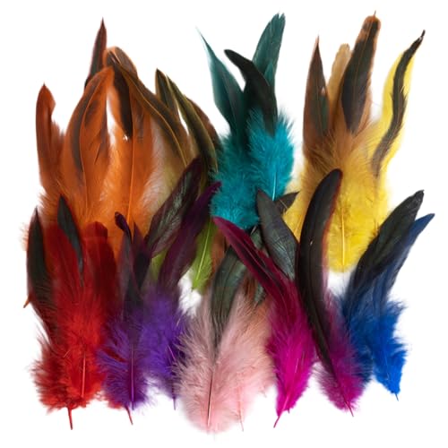 Daleweo 150 Pièces Plumes Loisirs Créatifs, 14-18cm Plumes Colorées Naturelles, Plumes De Décoration pour DIY Attrape-rêves, Masques, Boucles d'oreilles, Vêtements Et Mariage Fête