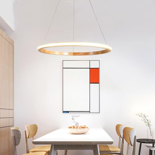 Suspension LED scandinave à éclairage tricolore variable et hauteur ajustable en bois - 3