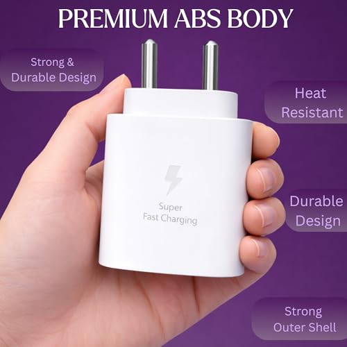 Image of Umake 25W USB-C Fast Charger Adapter, PD 3.0 Super Fast Charging Wall Charger, Smart IC Protection, Compatible with iPhone 16 /15 Series, OnePlus, Xiaomi & USB-C Devices - White
