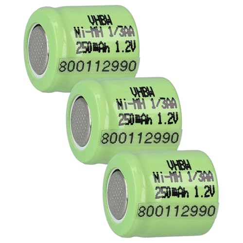 vhbw 3X Batería reemplaza 1/3AA para modelismo (250mAh, 1,2V, NiMH, Verde)