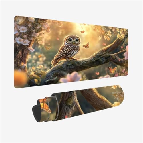 Tapis de Souris XXL Papillon Hibou 1500x800mm Grand Format Antidérapant pour Bureau PC