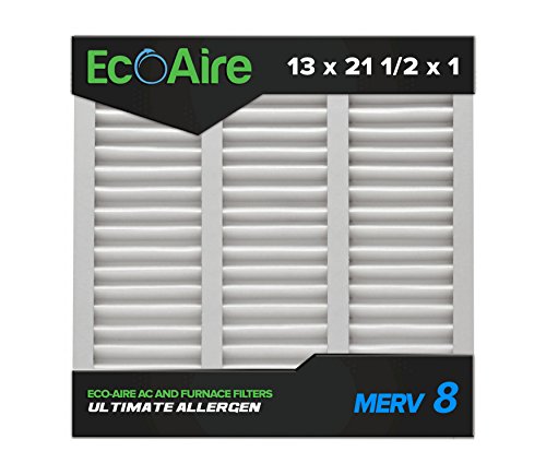 EcoAire 13x21 1/2x1 MERV 8 Pleated Air Filter, AC Furnace Air Filter, 6 Pack (Actual Size: 12 3/4