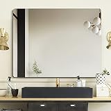 TheiaMo 36"x28" Frameless Mirror Wall Mirror, Modern Rectangle Bathroom Mirror with Polished Edge, H