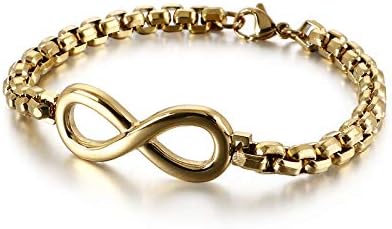 Amazon ファッション メンズステンレスブレスレットシンプル男性の8字のチェーンブレスレットチタン鋼腕輪 メンズ レディースブレスレット ゴールド ブレスレット 通販