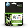 Cartuchos de tinta originales HP 962 cian, magenta, amarillo/962XL negro (paquete de 4) | Funciona con HP OfficeJet serie 9010, HP OfficeJet Pro 9010, serie 9020