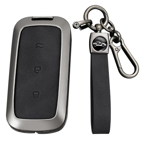 KUNIO For Geely Leather Car Key Fob Cover Case fit for Geely Galaxy EX5 E5 E8 L6 L6 Max 1.5T Plus Air Pro 2025 L7 Xingyao 8 Keychain Zinc Alloy Key Holder Accessories 3 Button A Black