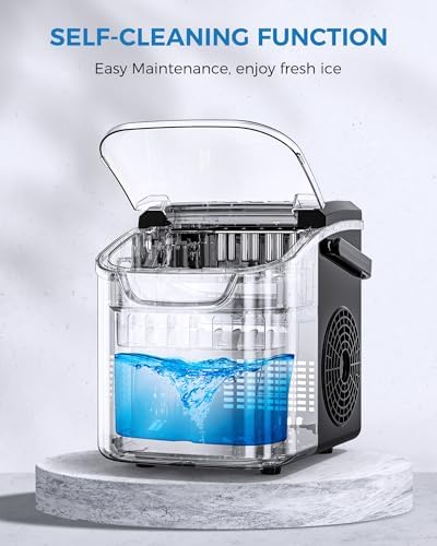 COWSAR Ice Maker Countertop, Portable Ice Machine with Self-Cleaning, 26.5 lbs/24Hrs, 8 Ice Cubes in 6 Mins, Ice Basket and Scoop, Ideal for Home, Kitchen, Bar, Camping - 4