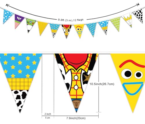 Image of Toy Themed Story Banner Cartoon Story Party Decorations Toy Inspired String Flags Hanging Decorations for Birthday Baby Shower Cartoon Party Supplies