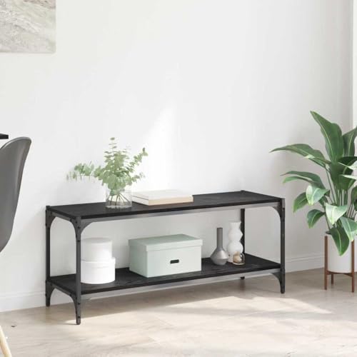 Bucmath TV-Schrank Schwarz Eichen-Optik, 100x33x41cm, Holzwerkstoff, mit 2...