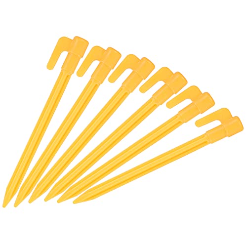 MECCANIXITY Tent Stakes Plastic Camping Ground Pegs with Hook 14.5cm/5.7 Inch for Canopy Tarp Picnic Blanket, Yellow Pack of 40