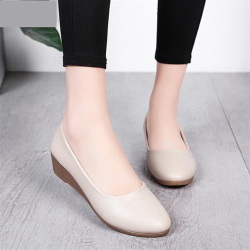 Loafers for Women Stylish Women's Genuine Leather Wedge Heels Casual Slip-On Loafers for Nurses and Everyday Wear3