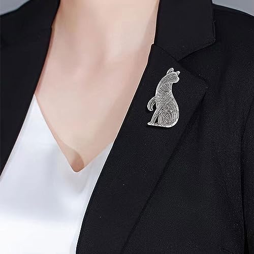 Image of Sitting Cat Brooch Pin for Women Girls Fashion Cute Textured Abstract Kitten Animal Brooches Lapel Pins Unisex Christmas Holiday Festival Hat Bag Suit Dress Accessories Jewelry Gift for Pet-lover
