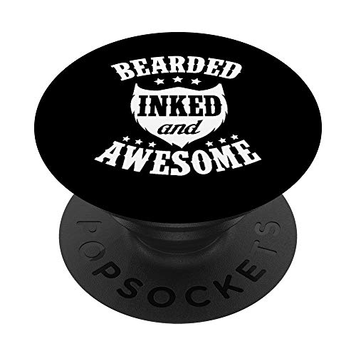Funny Bearded Inked and Awesome Beard PopSockets Agarre y Soporte para Teléfonos y Tabletas