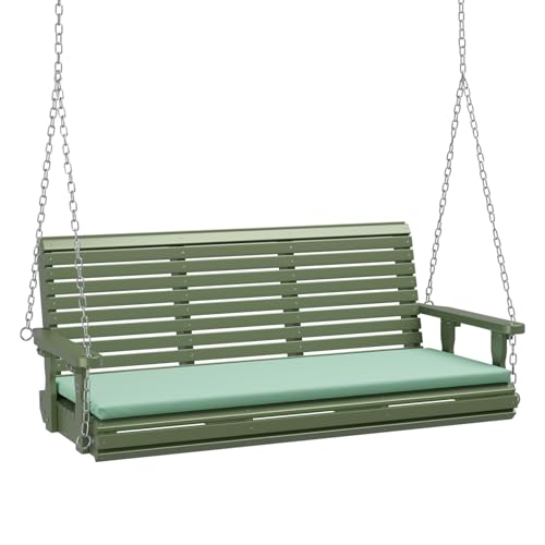 Image of VINGLI 5 FT Heavy Duty Porch Swing with Cushion, 880 LBS Wooden, Green