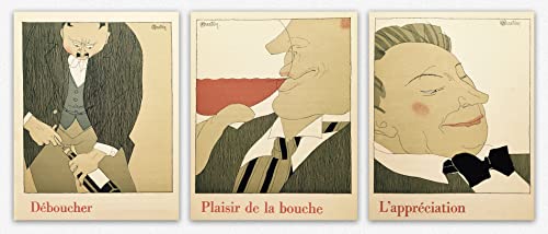 Poster de vin mural Wallbuddy lot de 3 affiches rétro Charles Martin pour l'ambiance de la cave