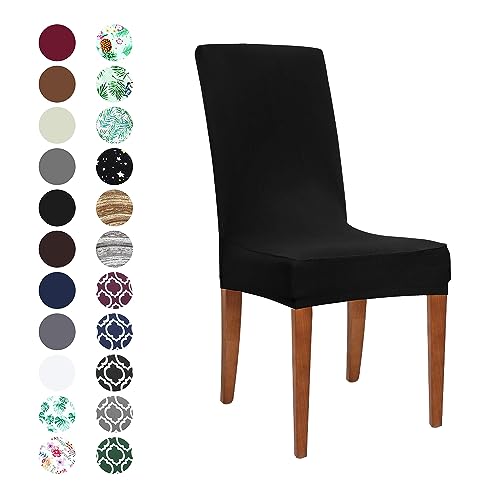 Covers Set Of 2 Universal Removable Washable Chair Seat Slipcovers Protector For Kitchen, Ceremony, Wedding, Banquet, Hotel And Party, Black