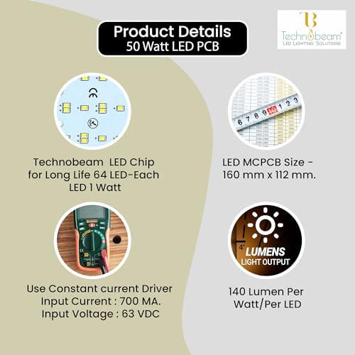 Image of Technobeam LED PCB with Driver for Repair | 63V 700mA | Aluminum Plate Base | Waterproof & Durable | Ideal for Flood Light and Street Light (50W)