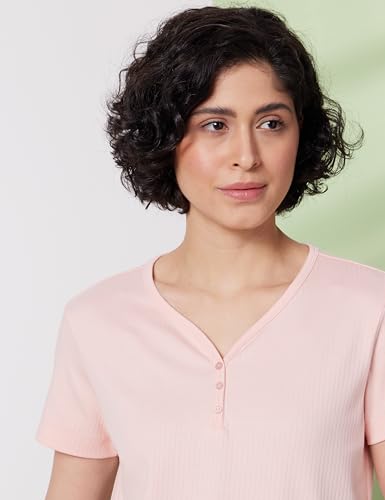 Image of Symbol Premium Women's Pure Cotton T-Shirt and Shorts Night Suit | Henley Neck | Two Piece Set |Regular Fit (Available in Plus Sizes)