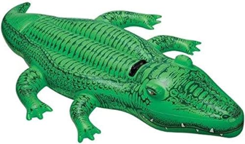 Image of Ride-On Air Inflatable Swimming Pool Float with Handles| Children Safety Rider Tube Float for Water Fun | Summer Floater Raft Lounger Mattress for Kids & Adults (Age 3+) (Lil Aligator)